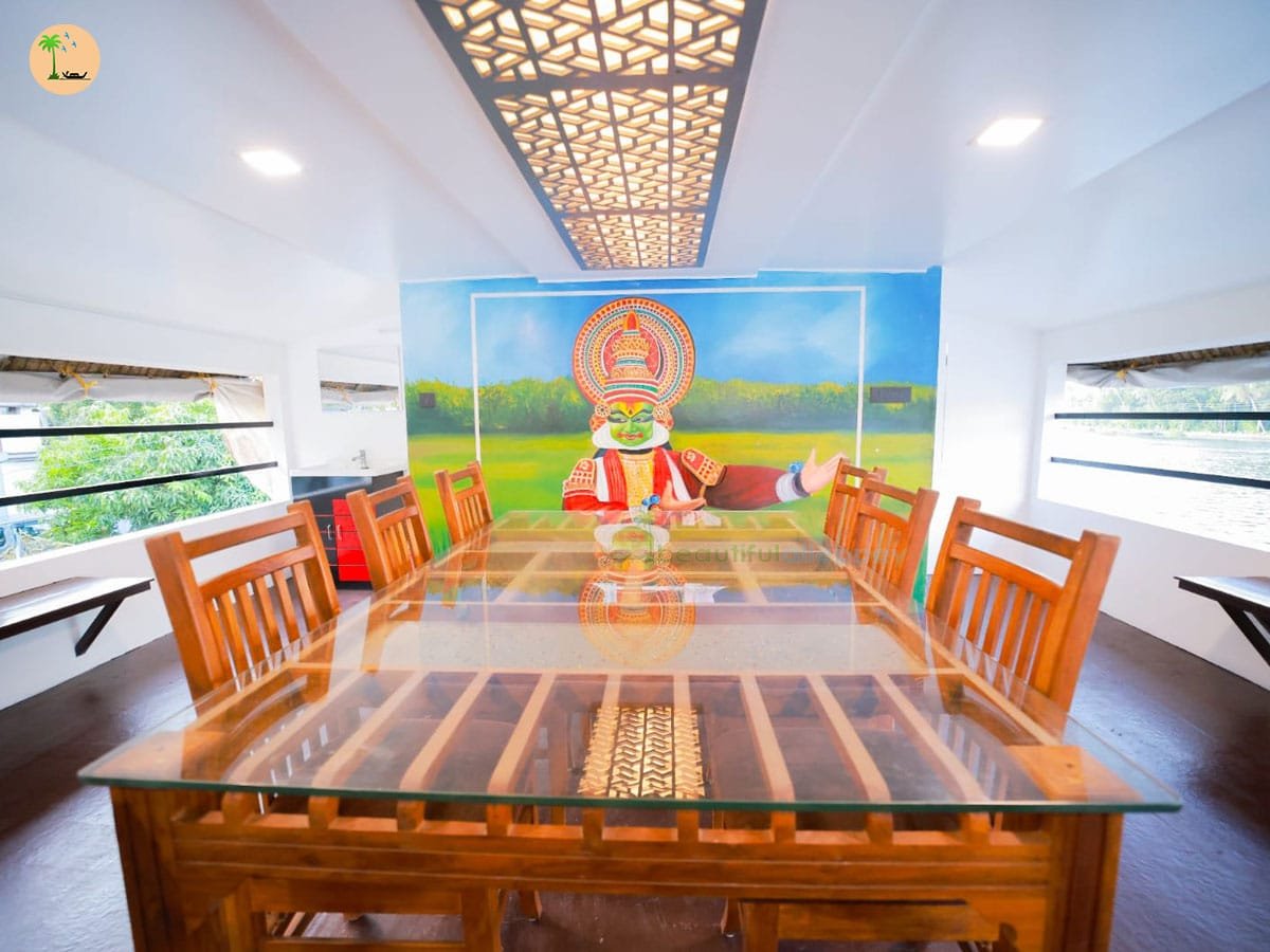 Lake Rider 2 Bedroom Premium LAKR02 upper deck dining in alleppey boathouse